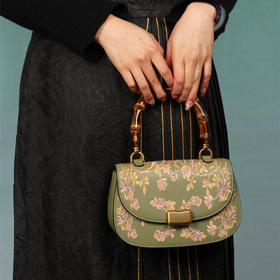 Bolso de Bambú para Dama con Detalles de Cuero Bordado - Image 8