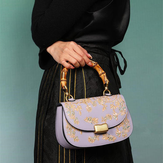Bolso de Bambú para Dama con Detalles de Cuero Bordado - Image 9
