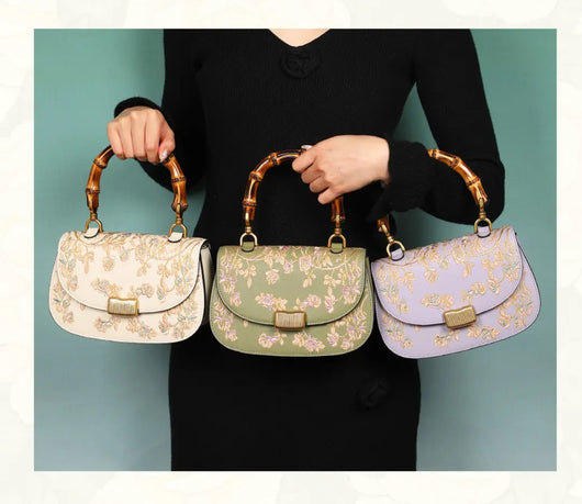 Bolso de Bambú para Dama con Detalles de Cuero Bordado - Image 11