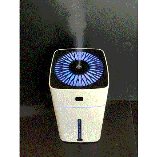 White rectangular home office desktop humidifier with a black power button and water level indicator. - Image 8