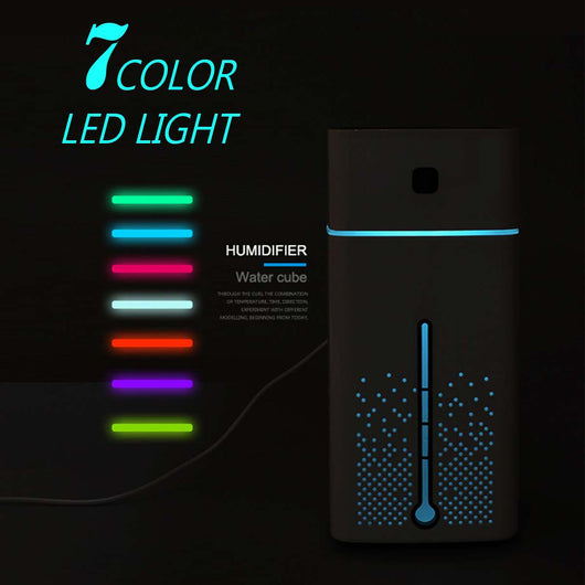 White rectangular home office desktop humidifier with a black power button and water level indicator. - Image 11