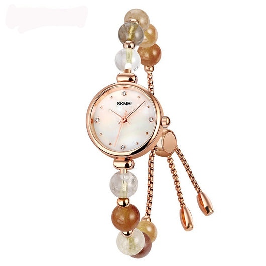 Reloj de Cuarzo Elegante para Mujer con Correa de Piedra Natural y Perla - Image 21