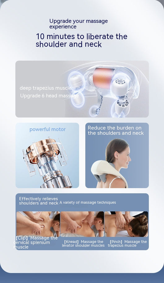 Light gray shoulder and neck massager with blue trim, featuring control buttons and adjustable straps. - Image 30