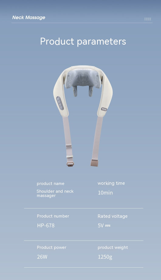 Light gray shoulder and neck massager with blue trim, featuring control buttons and adjustable straps. - Image 38