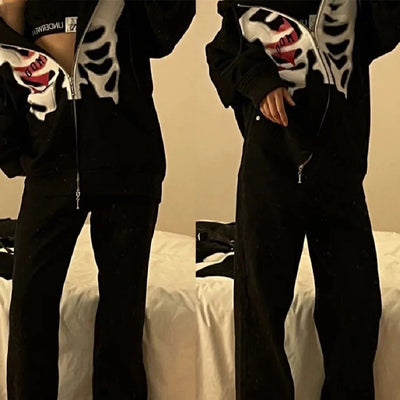 Chamarra Sudadera con Capucha y Estampado de Calavera - Image 8
