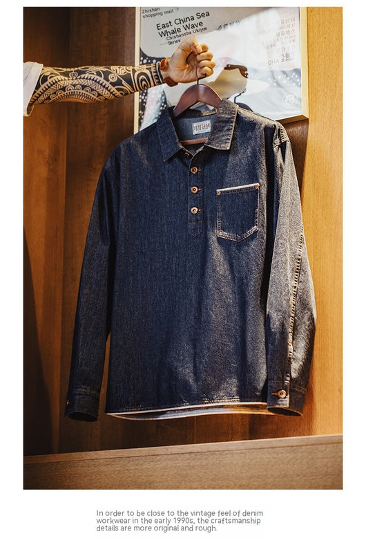 Camisa Vaquera Retro Americana para Hombre - Image 22