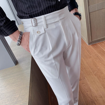 Pantalones Slim Fit Hombre Color Sólido Corte Recto - Image 13