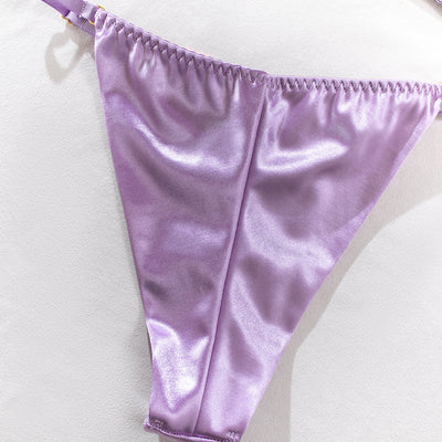 Conjunto de Lencería Púrpura Claro de 4 Piezas Mercerizada con Bordados - Image 18