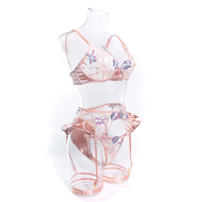 Conjunto de Lencería Púrpura Claro de 4 Piezas Mercerizada con Bordados - Image 19