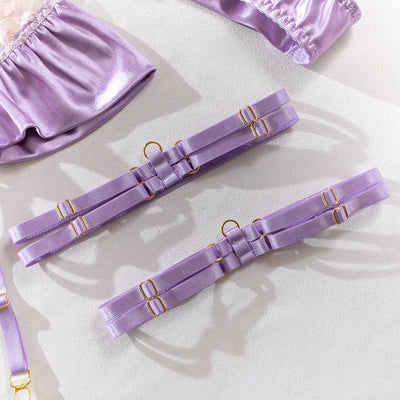 Conjunto de Lencería Púrpura Claro de 4 Piezas Mercerizada con Bordados - Image 29