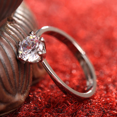 Anillo de Diamante Simulado Moissanita para Parejas - Diseño de Seis Garras SATINE - Image 6