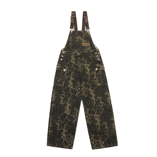 Overol Denim Estampado Leopardo Vintage Unisex con Tirantes - Image 19