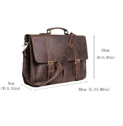 Maletín Ejecutivo de Cuero Crazy Horse Retro con Gran Capacidad para Hombre - Image 19