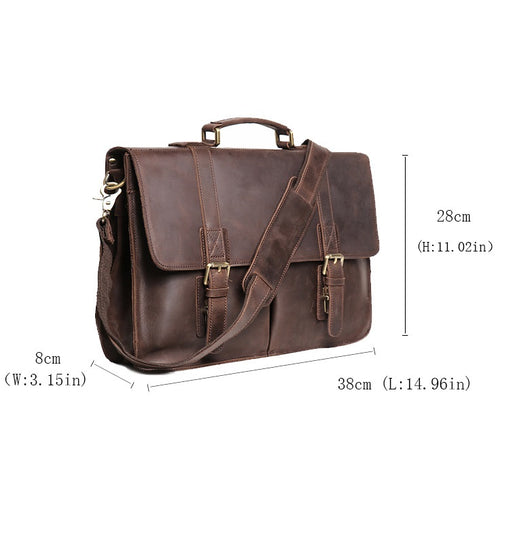Maletín Ejecutivo de Cuero Crazy Horse Retro con Gran Capacidad para Hombre - Image 19