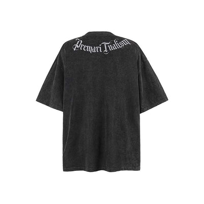 Playera Hombre Cuello Redondo Estilo Gótico Vintage con Letras Bordadas - Image 22