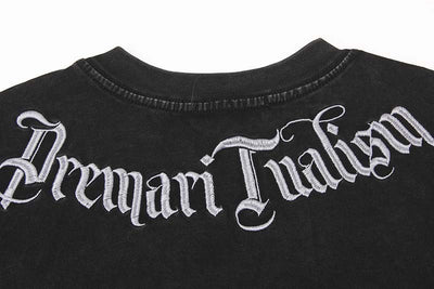 Playera Hombre Cuello Redondo Estilo Gótico Vintage con Letras Bordadas - Image 27