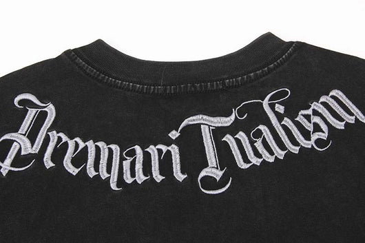 Playera Hombre Cuello Redondo Estilo Gótico Vintage con Letras Bordadas - Image 27
