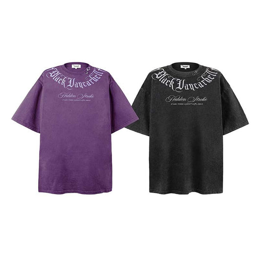 Playera Hombre Cuello Redondo Estilo Gótico Vintage con Letras Bordadas - Image 30