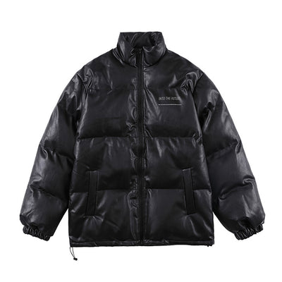 Chaqueta Acolchada de Piel Sintética con Cuello Alto para Hombre - Image 11