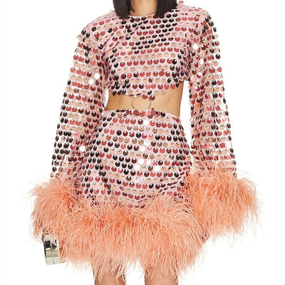 Vestido Largo Elegante con Lentejuelas y Mangas Huecas - Image 10