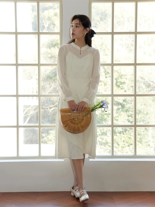 Vestido Doble Tela Primavera Tallas Grandes para Mujer - Image 9