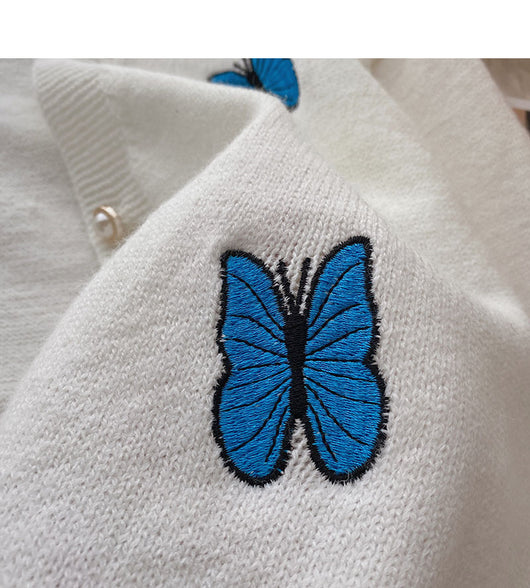 Chaleco de Punto con Bordado de Mariposa y Cardigan Manga Larga - Conjunto de Dos Piezas - Image 15