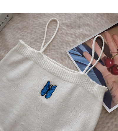 Chaleco de Punto con Bordado de Mariposa y Cardigan Manga Larga - Conjunto de Dos Piezas - Image 17