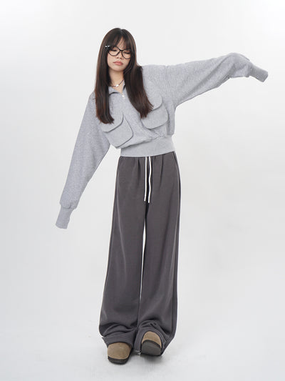 Suéter Gris con Cierre Medio - Pullover sin Capucha - Image 14