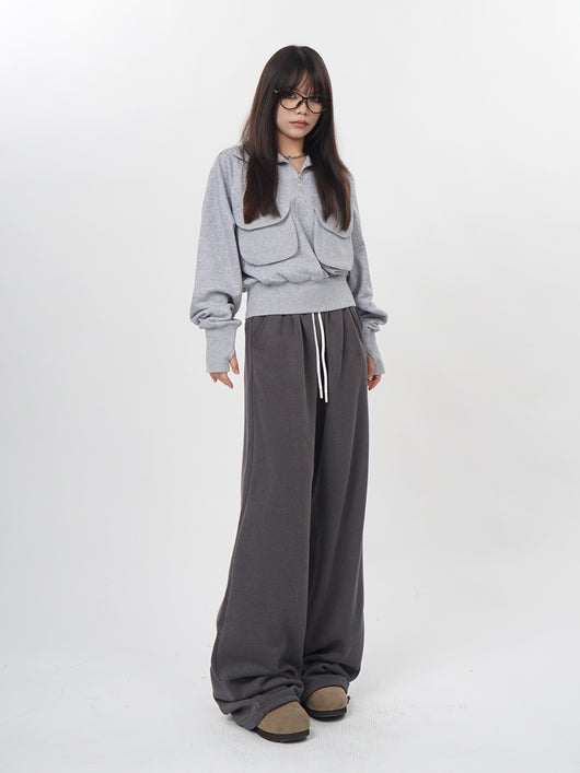 Suéter Gris con Cierre Medio - Pullover sin Capucha - Image 16