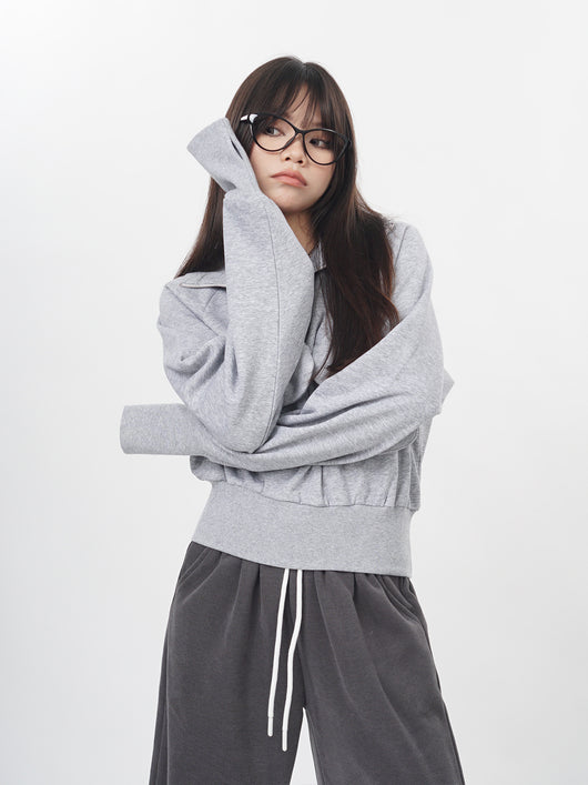 Suéter Gris con Cierre Medio - Pullover sin Capucha - Image 17