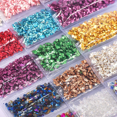 Fragmentos de Vidrio Diamante para Uñas - Acabado Oro y Plata - Image 14