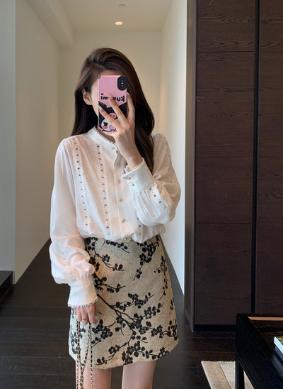 Blusa Blanca para Primavera y Verano con Mangas Tipo Linterna Francesa - Image 37