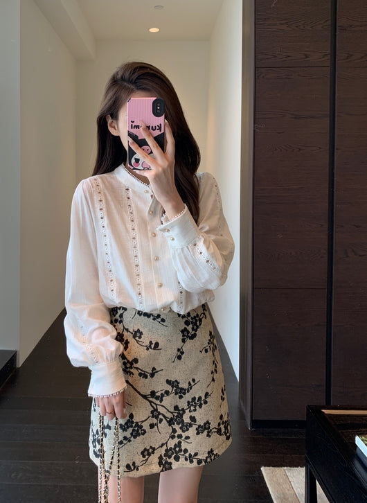 Blusa Blanca para Primavera y Verano con Mangas Tipo Linterna Francesa - Image 38