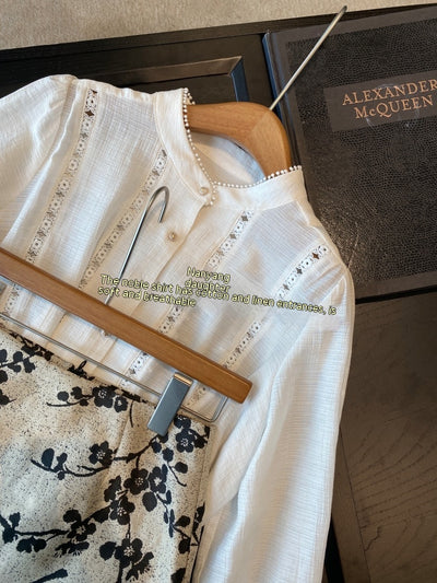Blusa Blanca para Primavera y Verano con Mangas Tipo Linterna Francesa - Image 41