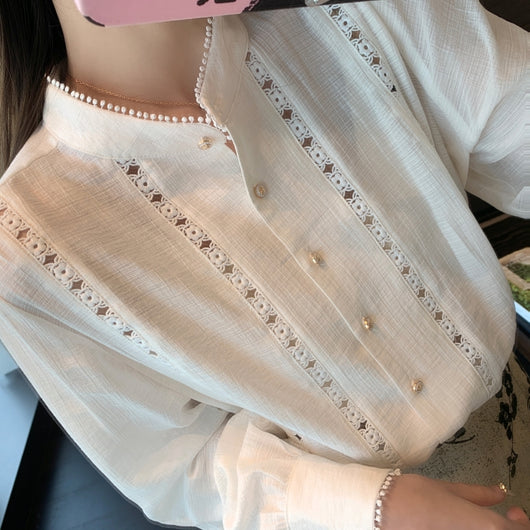Blusa Blanca para Primavera y Verano con Mangas Tipo Linterna Francesa - Image 46