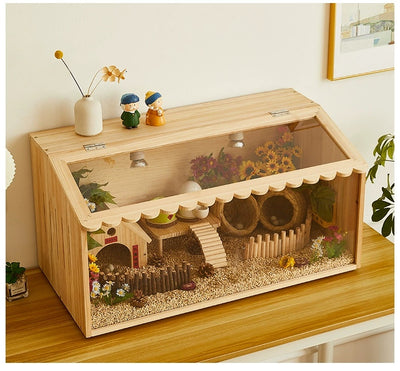 Wooden pet incubator with a clear acrylic skylight lid, measuring 40x30x30cm, suitable for small animals. - Image 8