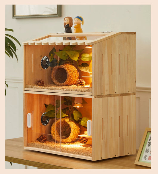 Wooden pet incubator with a clear acrylic skylight lid, measuring 40x30x30cm, suitable for small animals. - Image 9