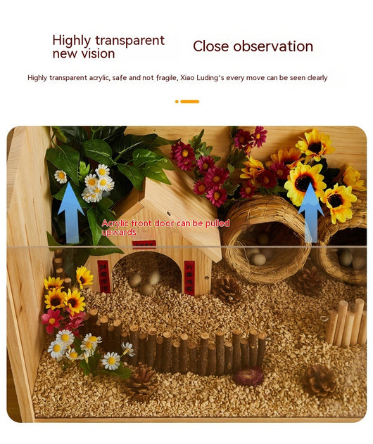Wooden pet incubator with a clear acrylic skylight lid, measuring 40x30x30cm, suitable for small animals. - Image 16