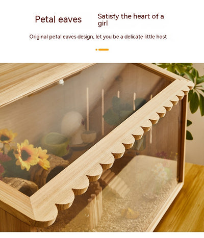 Wooden pet incubator with a clear acrylic skylight lid, measuring 40x30x30cm, suitable for small animals. - Image 22