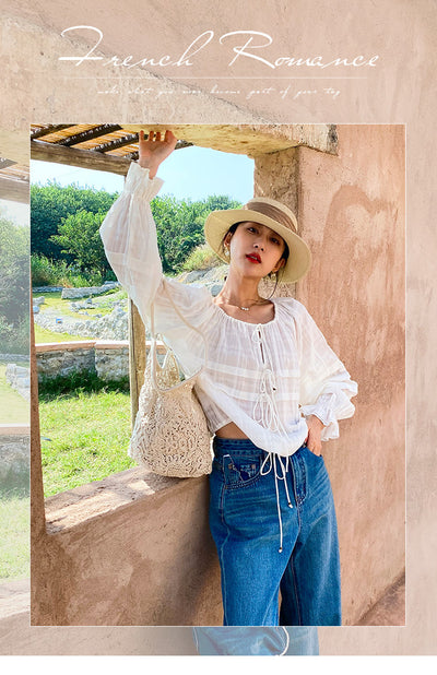 Blusa Francesa Blanca de Manga Larga para Mujer - Image 31