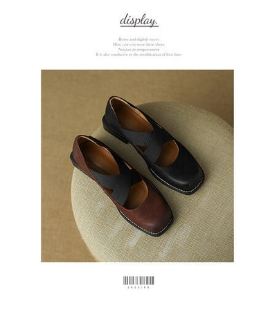 Zapatos Retro de Cuero Gamuza con Tacón Bajo y Elástico Ajustable - Image 32