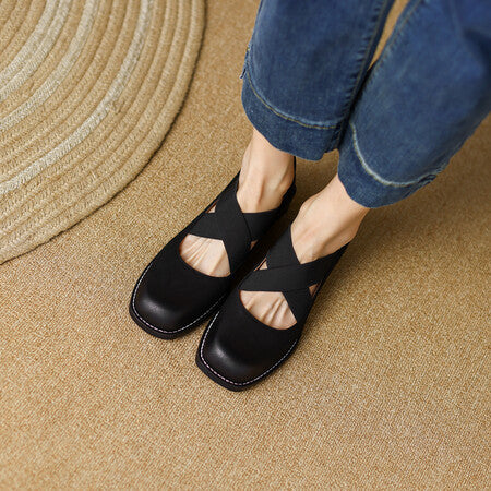 Zapatos Retro de Cuero Gamuza con Tacón Bajo y Elástico Ajustable - Image 35