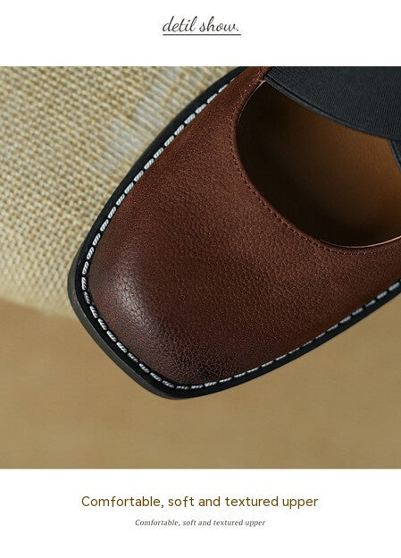 Zapatos Retro de Cuero Gamuza con Tacón Bajo y Elástico Ajustable - Image 39
