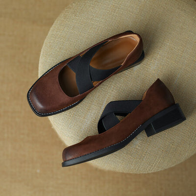 Zapatos Retro de Cuero Gamuza con Tacón Bajo y Elástico Ajustable - Image 50