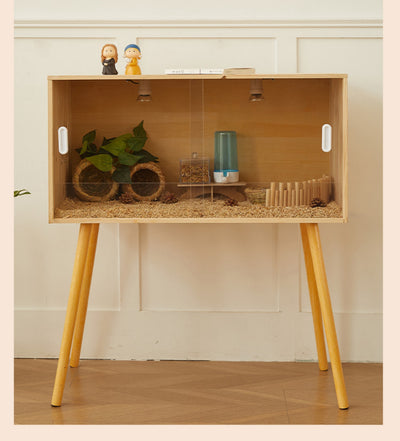 Wooden pet incubator with a clear acrylic skylight lid, measuring 40x30x30cm, suitable for small animals. - Image 30