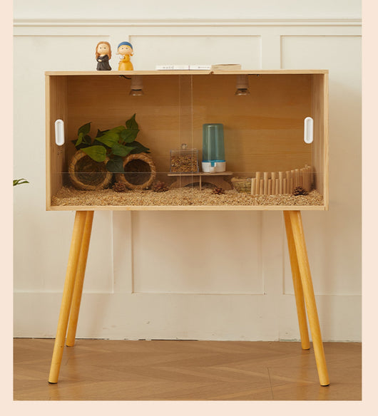 Wooden pet incubator with a clear acrylic skylight lid, measuring 40x30x30cm, suitable for small animals. - Image 30