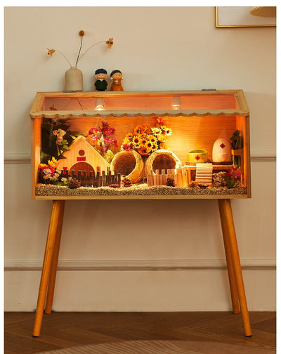 Wooden pet incubator with a clear acrylic skylight lid, measuring 40x30x30cm, suitable for small animals. - Image 31
