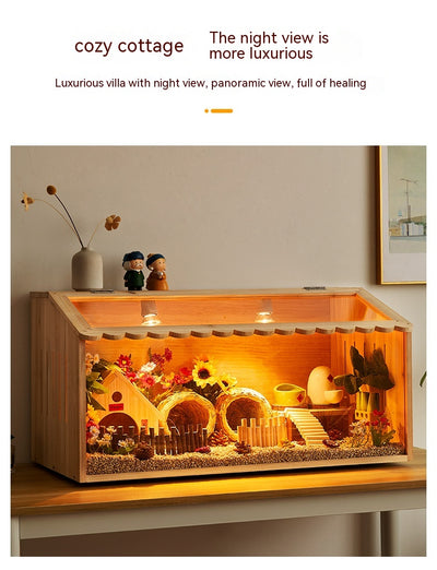 Wooden pet incubator with a clear acrylic skylight lid, measuring 40x30x30cm, suitable for small animals. - Image 32