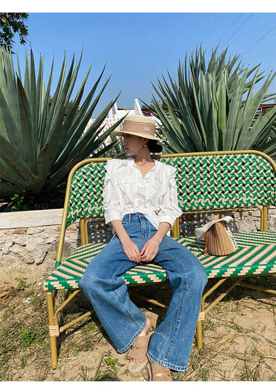 Blusa Blanca Francesa con Mangas Abullonadas - Image 25