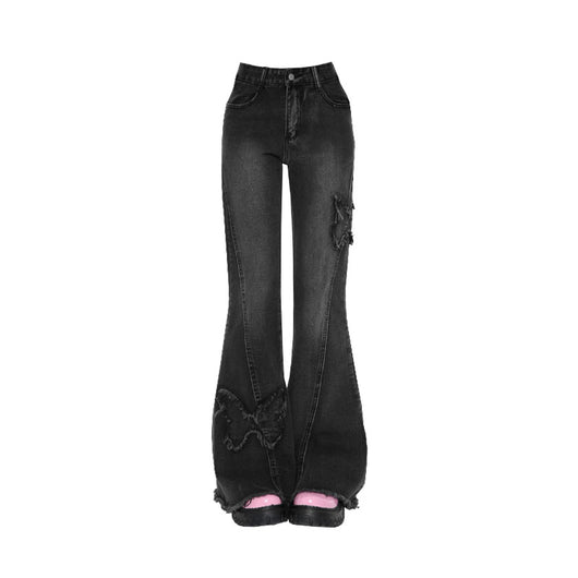 Pantalones Vaqueros Vintage con Bordado de Mariposas en Tela Pasta - Image 17